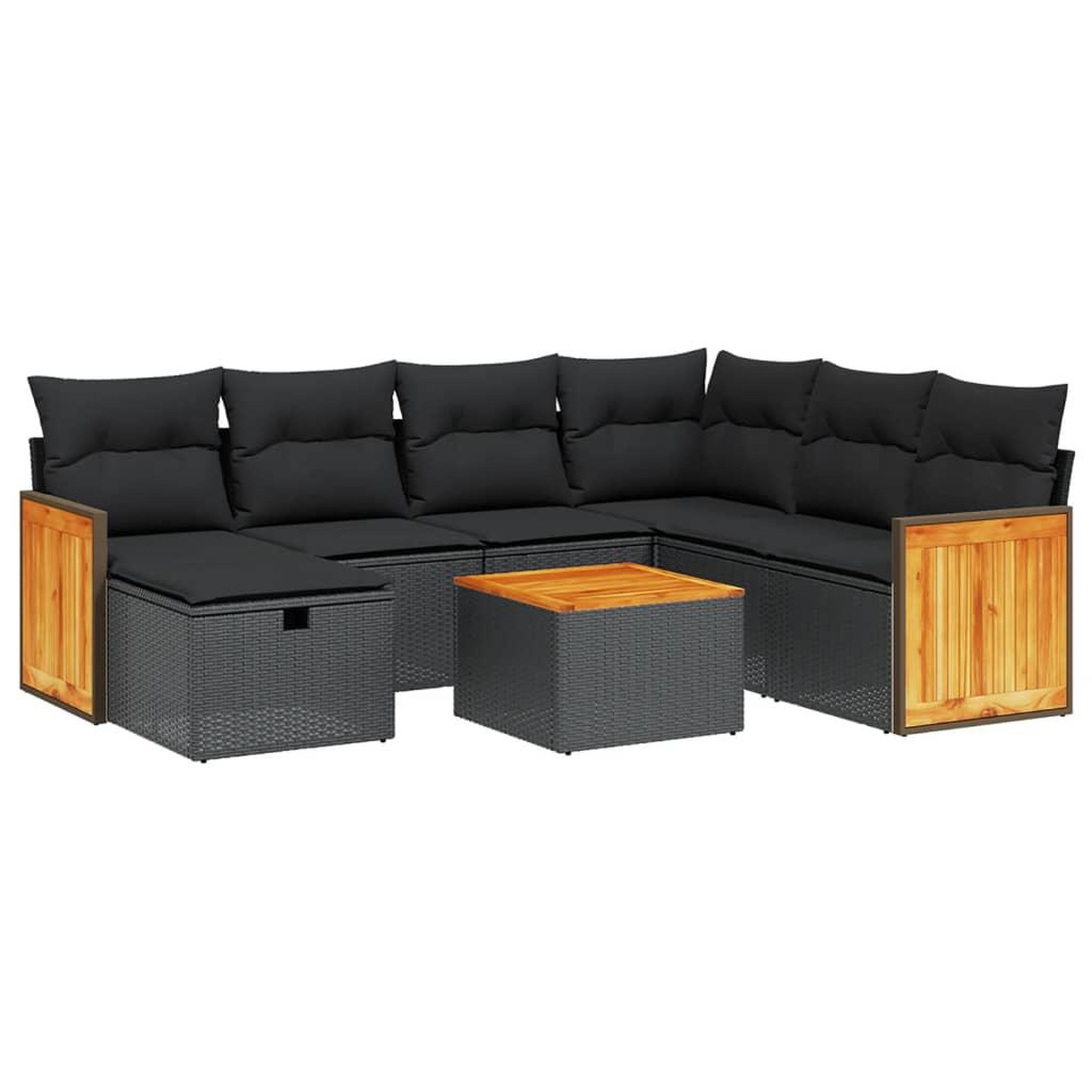 Voir la diapositive 2 : VIDAXL Salon de jardin 8 pcs avec coussins noir resine tressee