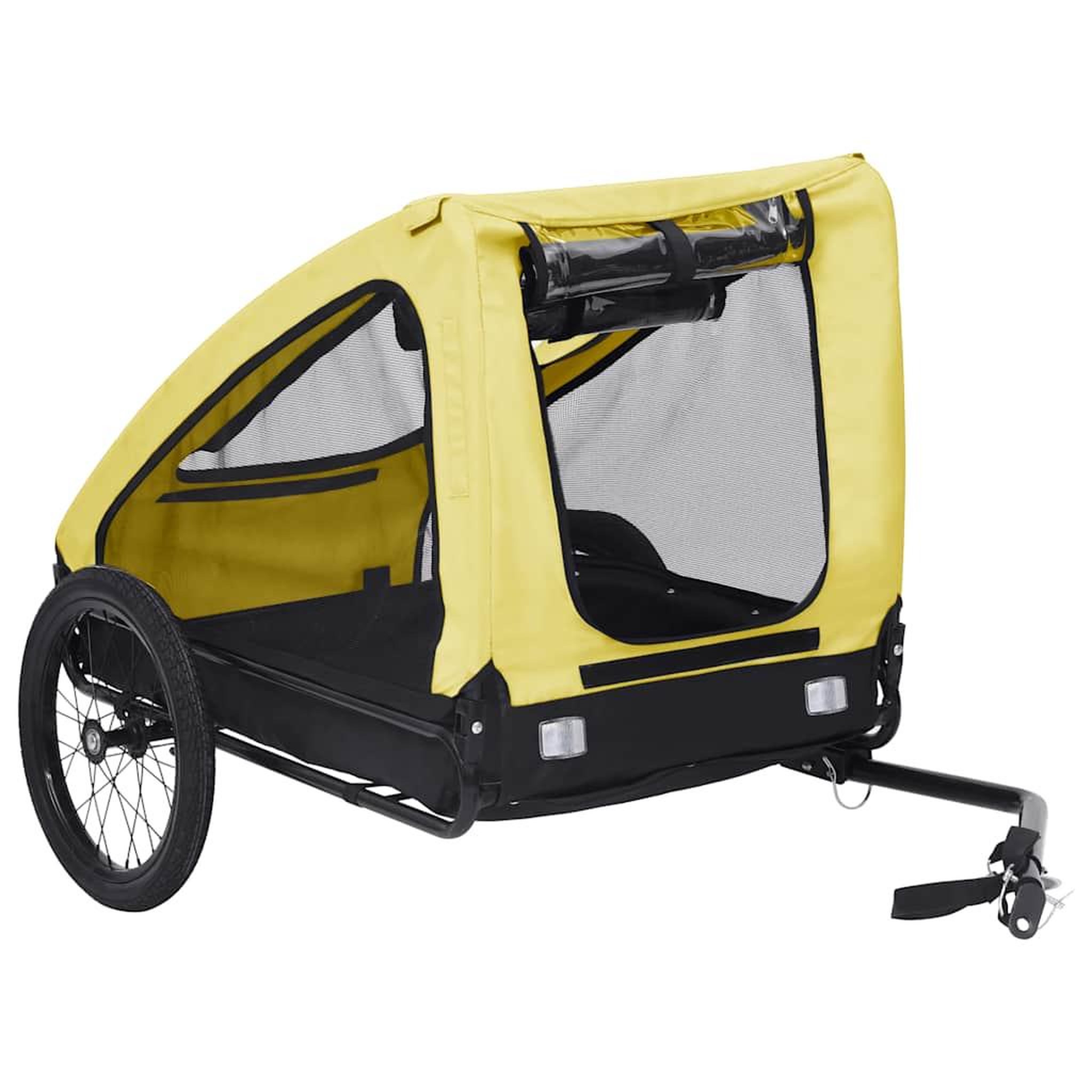 Voir la diapositive 2 : VIDAXL Remorque de velo pour animaux de compagnie jaune et noir