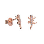 L'ATELIER D'AZUR Boucles d'Oreilles Argent 925/000 Rose Gold - Salamandre Pavée de Zirconiums