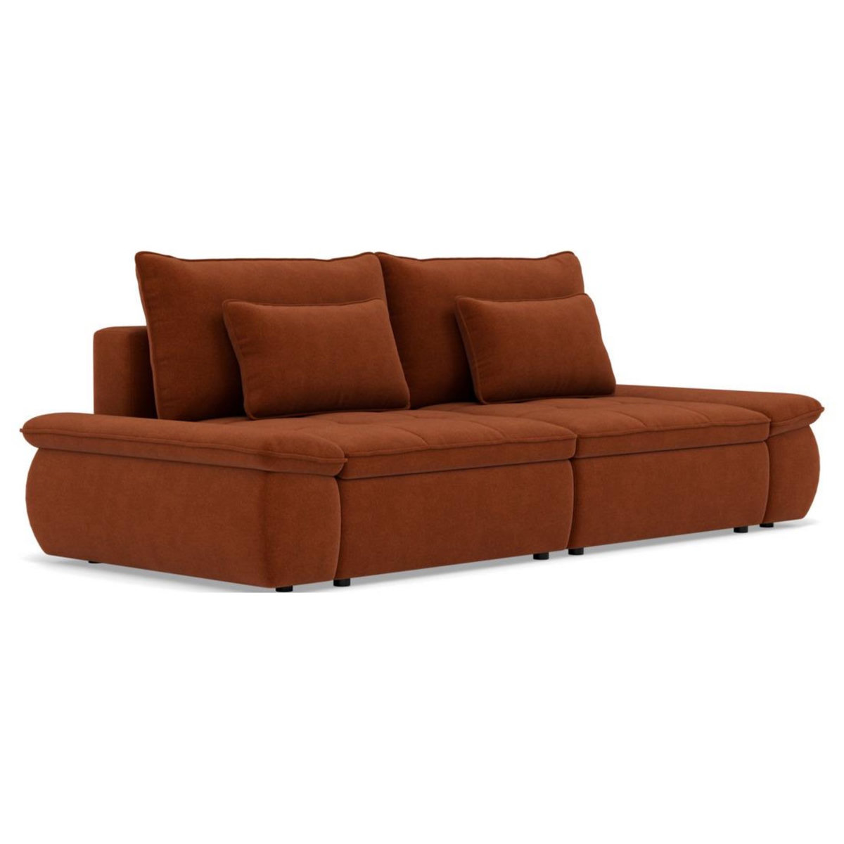 LISA DESIGN Elvona - canapé droit 3 places convertible avec coffre en tissu texturé
