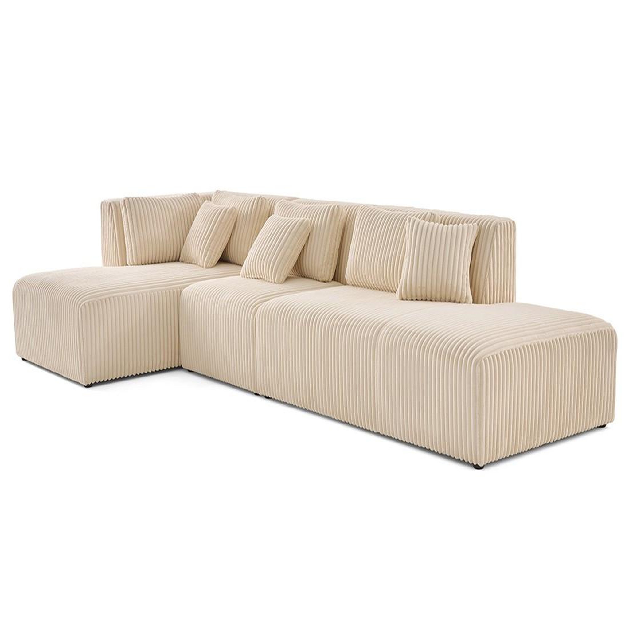 Voir la diapositive 2 : LISA DESIGN Victoire - canapé modulable d'angle gauche 5 places en velours côtelé grosses côtes