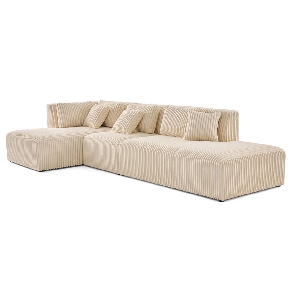 LISA DESIGN Victoire - canapé modulable d'angle gauche 5 places en velours côtelé grosses côtes