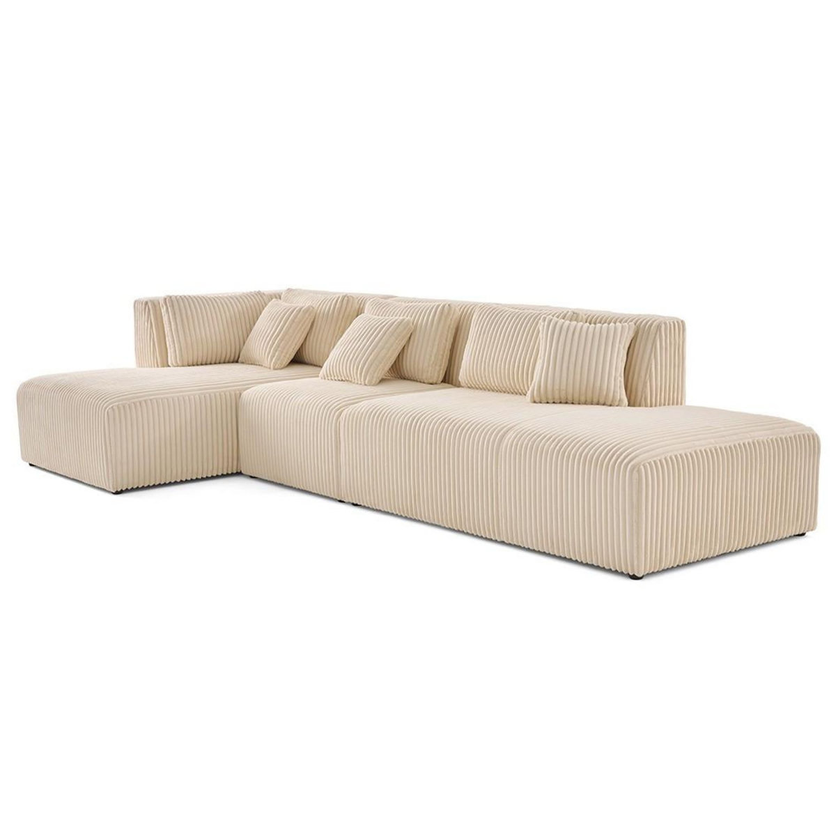 LISA DESIGN Victoire - canapé modulable d'angle gauche 5 places en velours côtelé grosses côtes