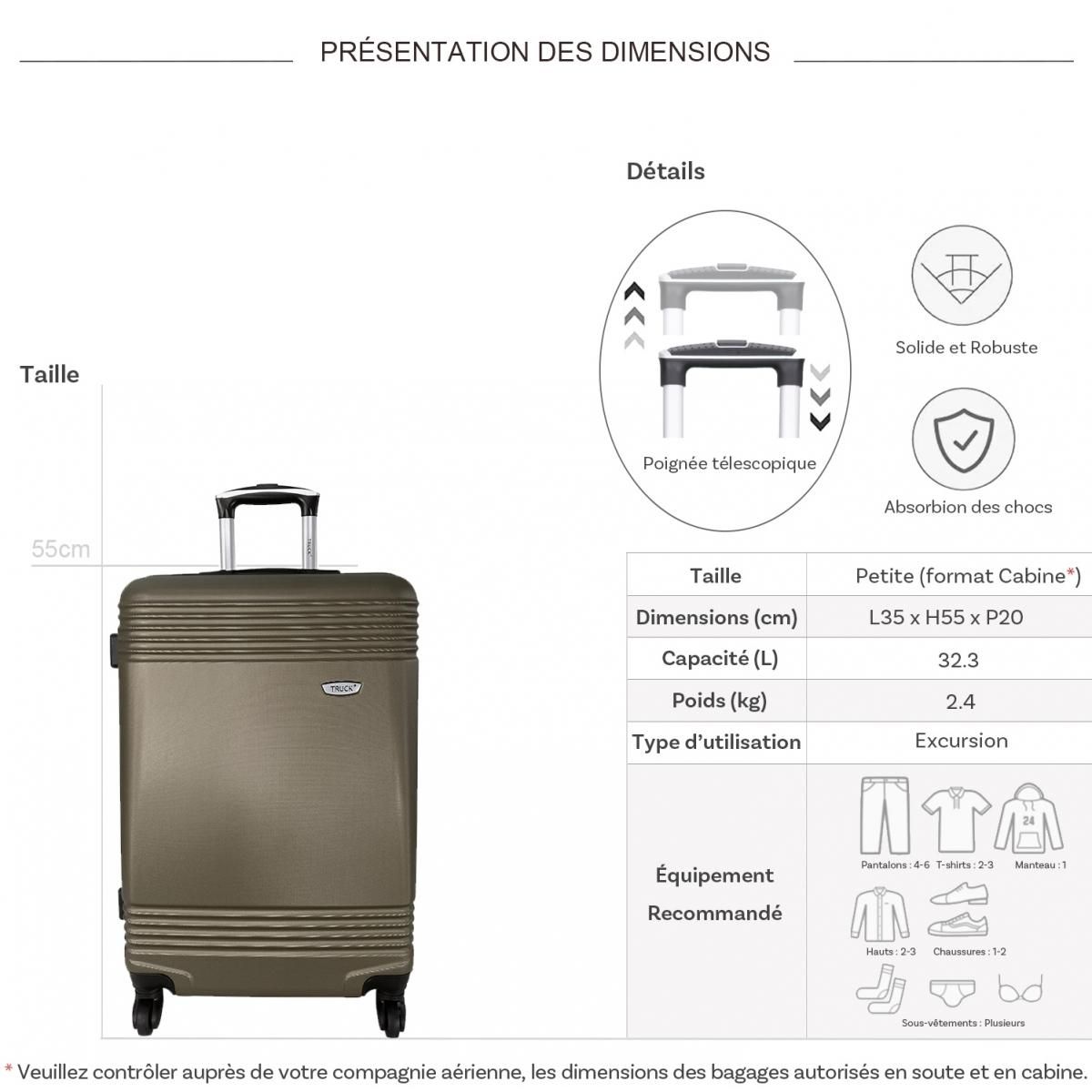 TRUCK Valise cabine passe-partout rigide 55cm
