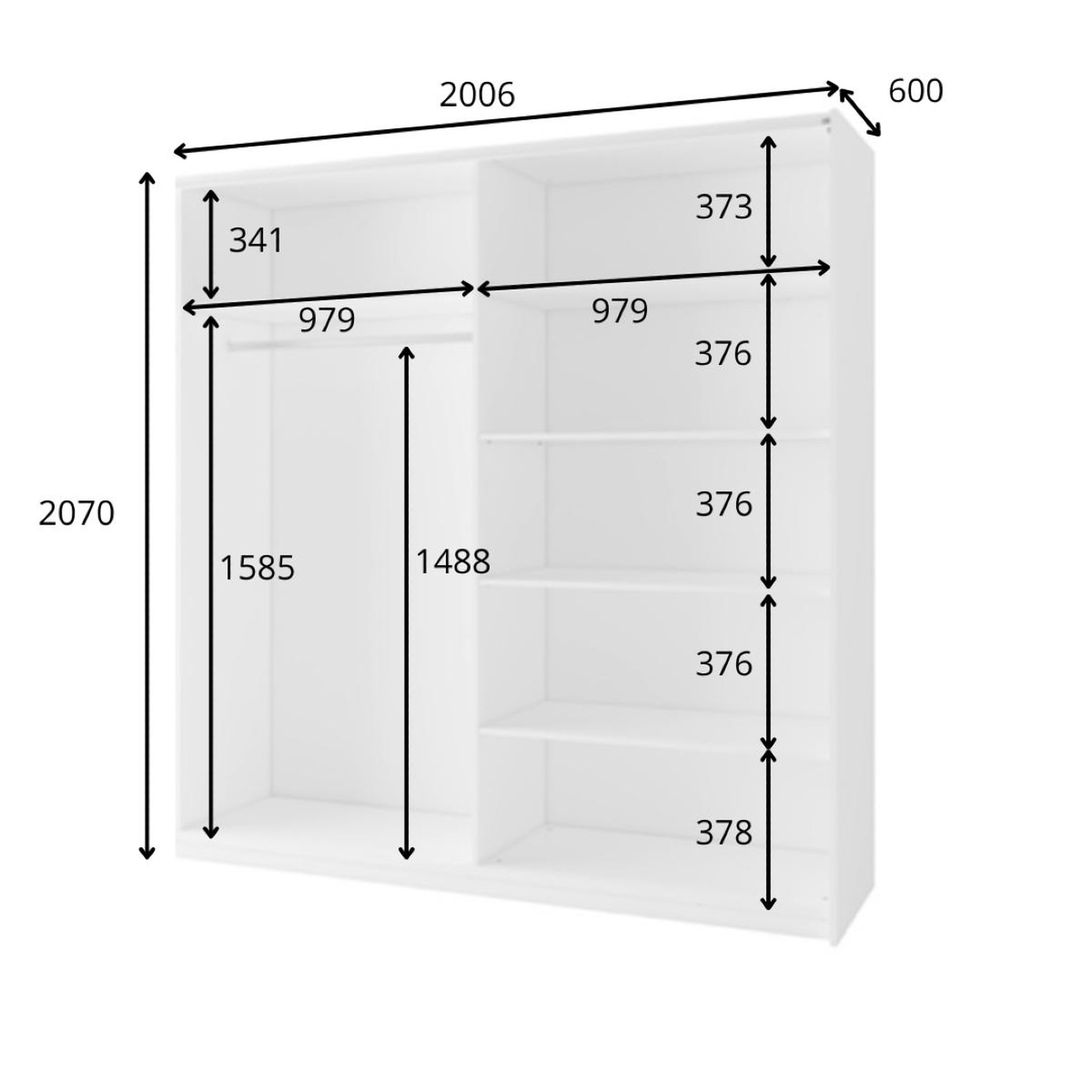 Voir la diapositive 6 : JLC KREATION Armoire dressing moderne avec portes coulissantes 200cm kas