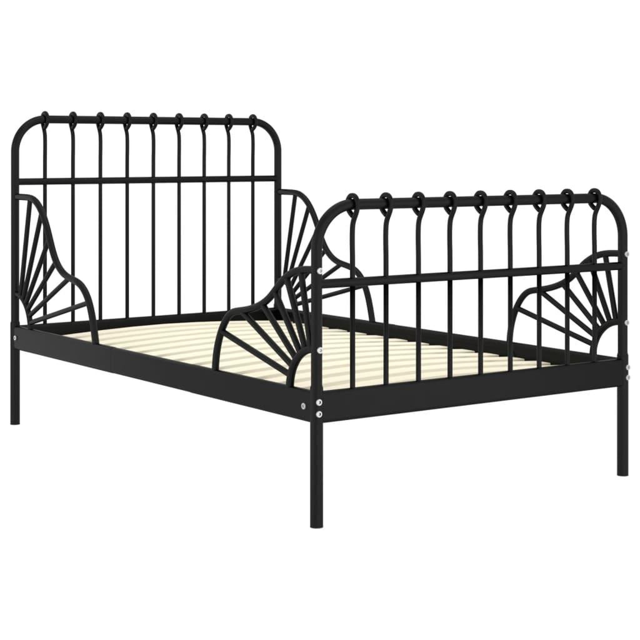 Voir la diapositive 2 : VIDAXL Cadre de lit extensible Noir Metal 80x130/200 cm