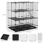 Voir la diapositive 3 : PAWHUT Cage parc enclos rongeurs modulable dim. L 111 x l 75 x H 119 cm 3 niveaux 4 portes fil métallique noir