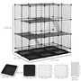 Voir la diapositive 3 : PAWHUT Cage parc enclos rongeurs modulable dim. L 111 x l 75 x H 119 cm 3 niveaux 4 portes fil métallique noir