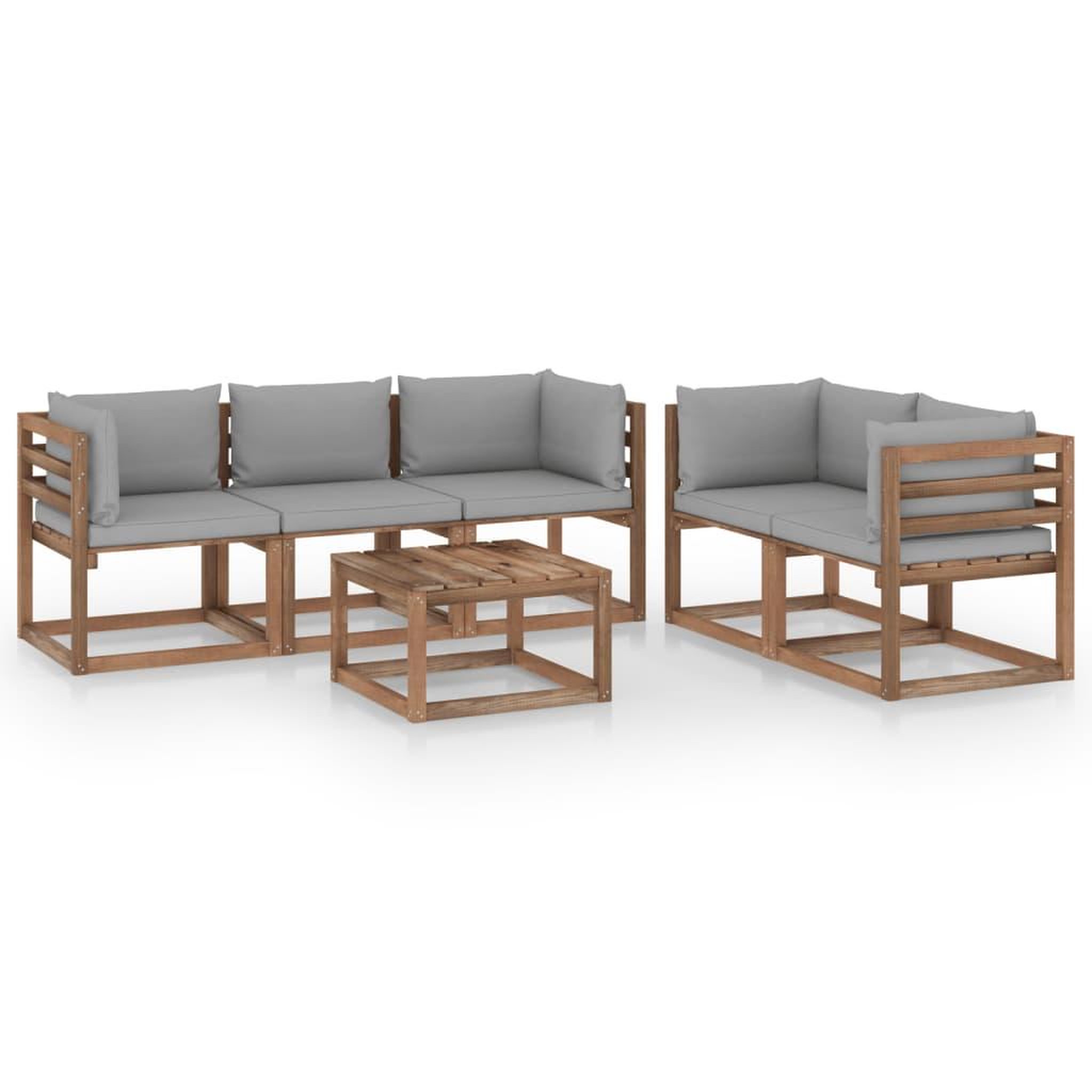 Voir la diapositive 1 : VIDAXL Salon de jardin 6 pcs avec coussins gris