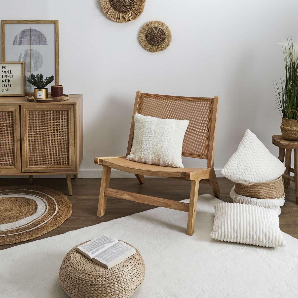 The Home Deco Factory Fauteuil Bali en cannage - Marron