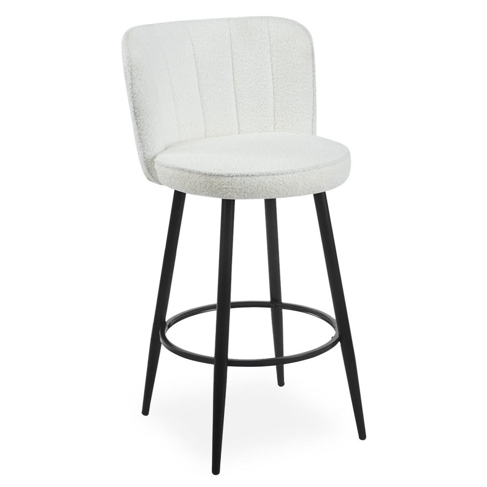 Voir la diapositive 3 : Paris Prix Lot de 2 Chaises de Bar en Tissu Bouclette  Philis  105cm Crème