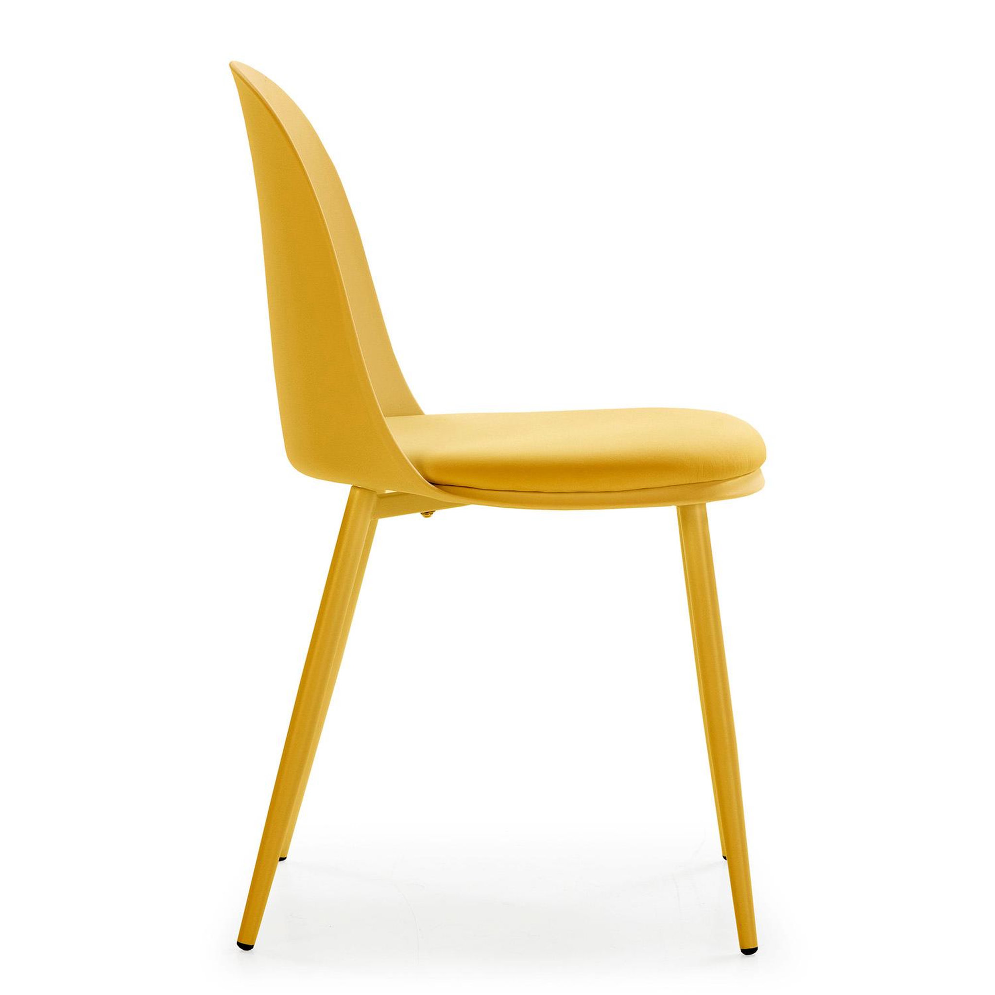 Voir la diapositive 3 : VS VENTA-STOCK Lot de 4 chaises Kana moutarde, pieds en métal et assise rembourrée