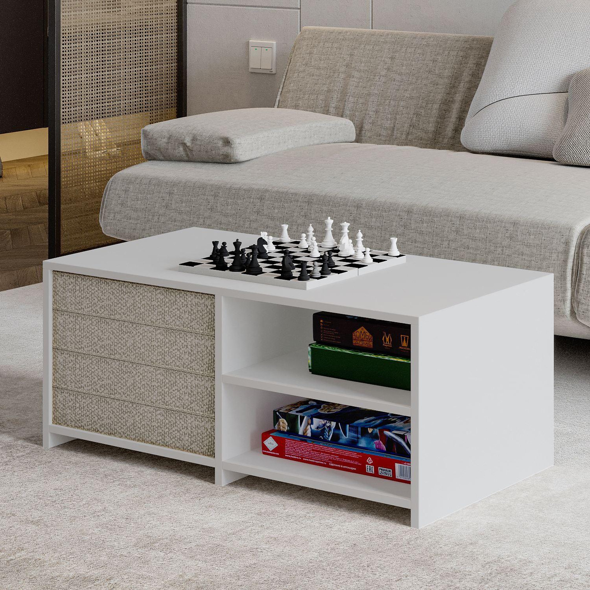 Voir la diapositive 4 : Habitat et Jardin Table basse en bois  gord  - 90 x 45 x 44 cm - blanc