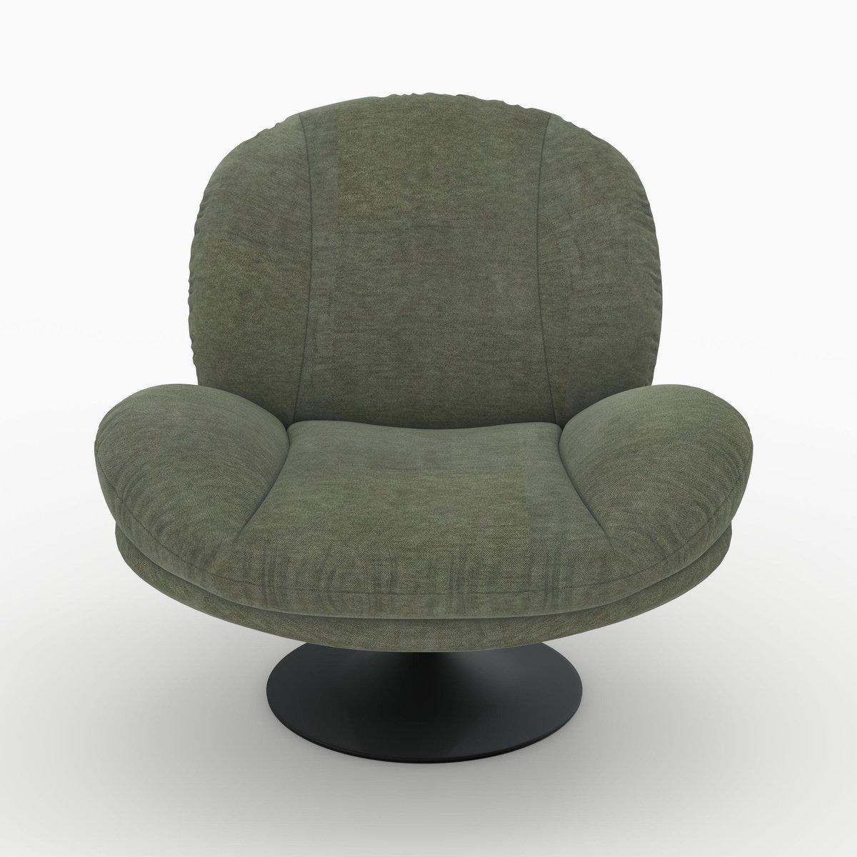 MAISON PAVANE Fauteuil pivotant en tissu effet velours vert kaki-Ricci