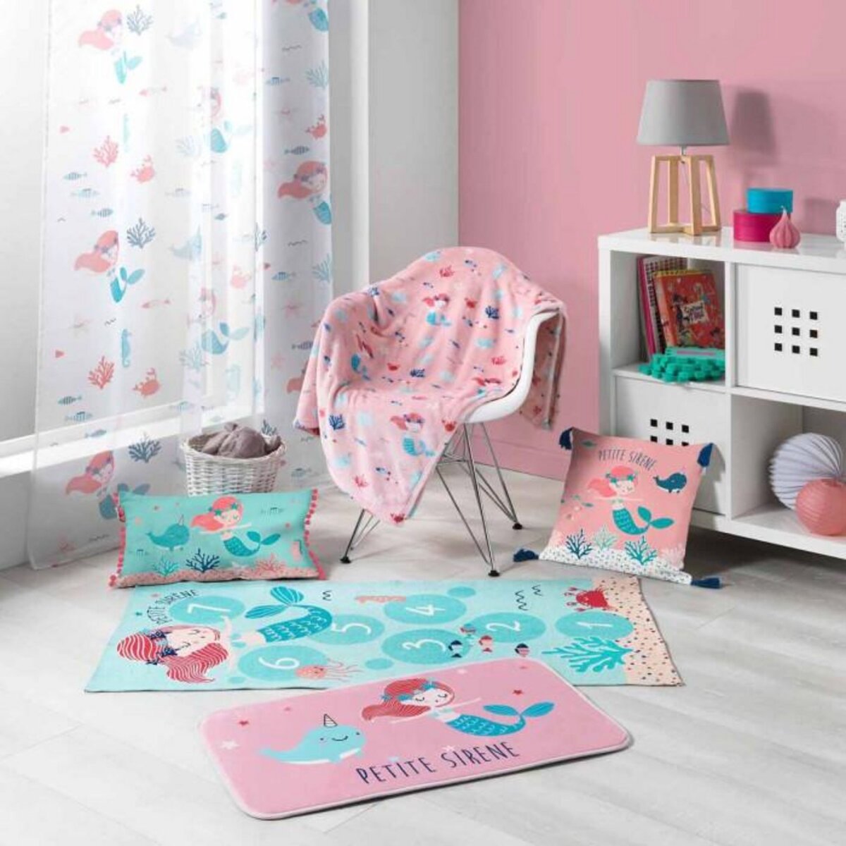 Paris Prix Tapis Enfant Déco  Petite Sirena  45x75cm Rose
