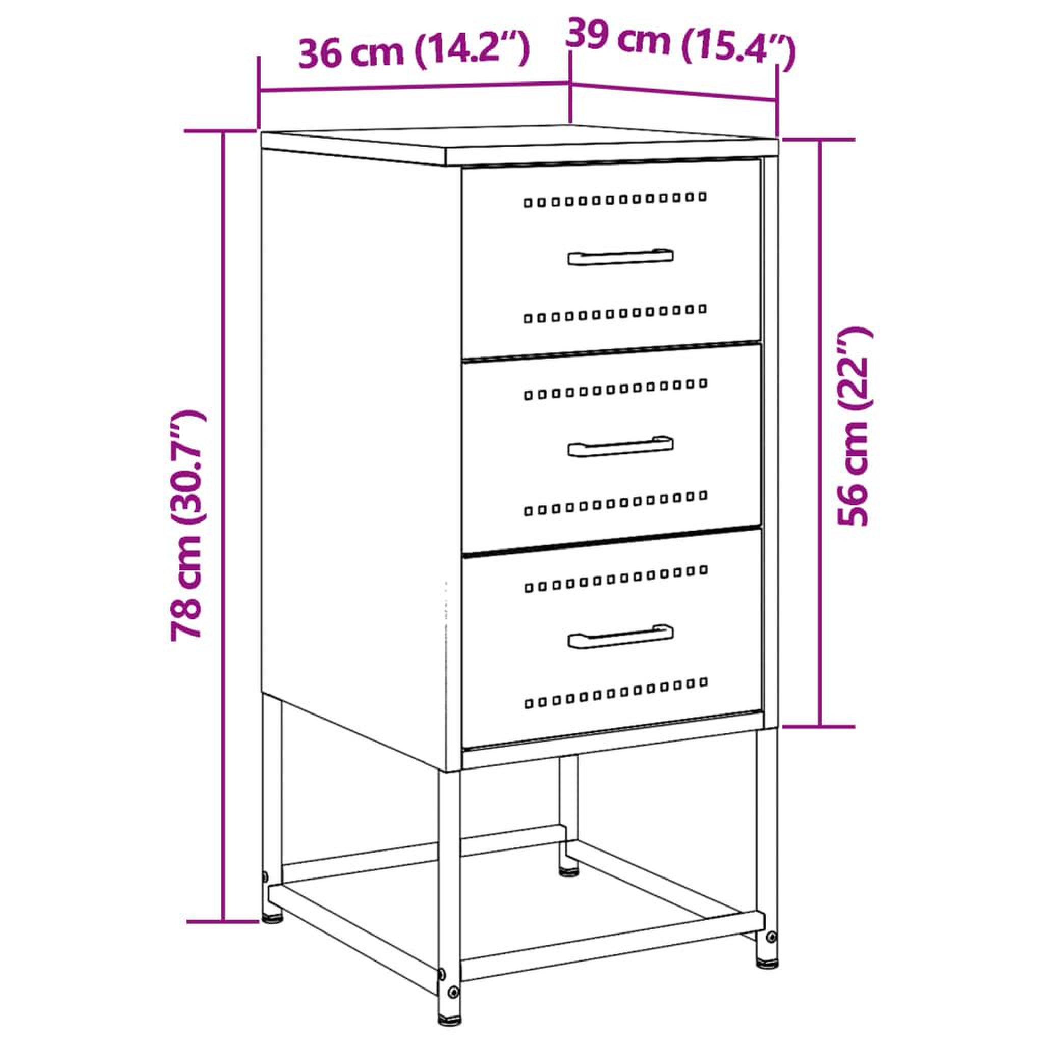 Voir la diapositive 6 : VIDAXL Table de chevet blanc 36x39x78 cm acier