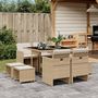 Voir la diapositive 1 : VIDAXL Ensemble a manger de jardin et coussins 9 pcs beige Poly rotin