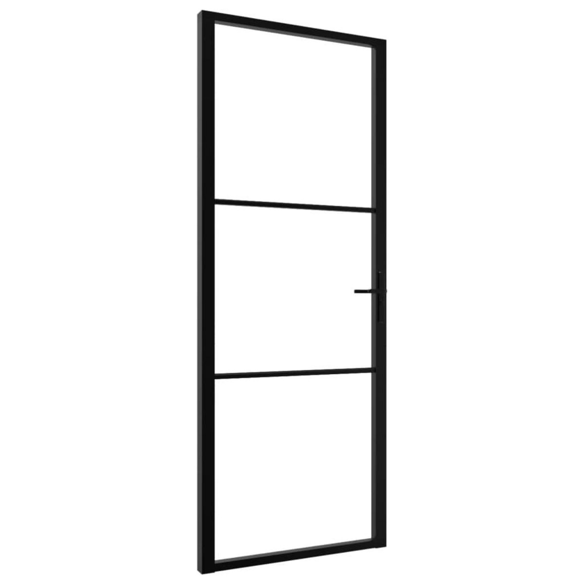 VIDAXL Porte interieure Verre ESG et aluminium 76x201,5 cm Noir