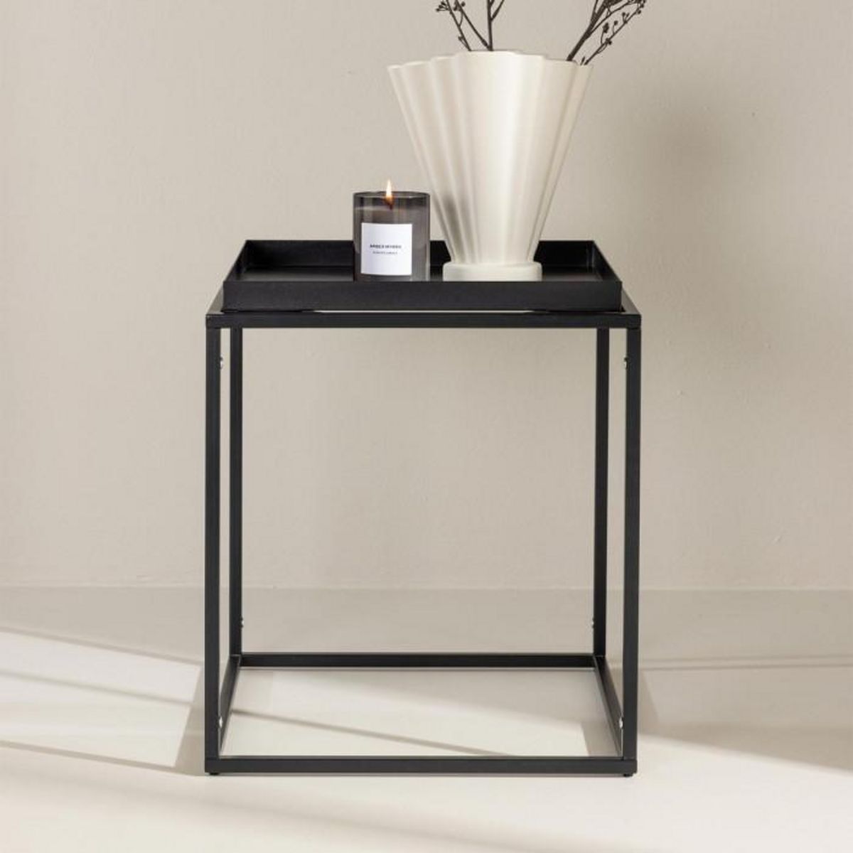 Paris Prix Table d'Appoint en Métal  Porto Alegre  51cm Noir