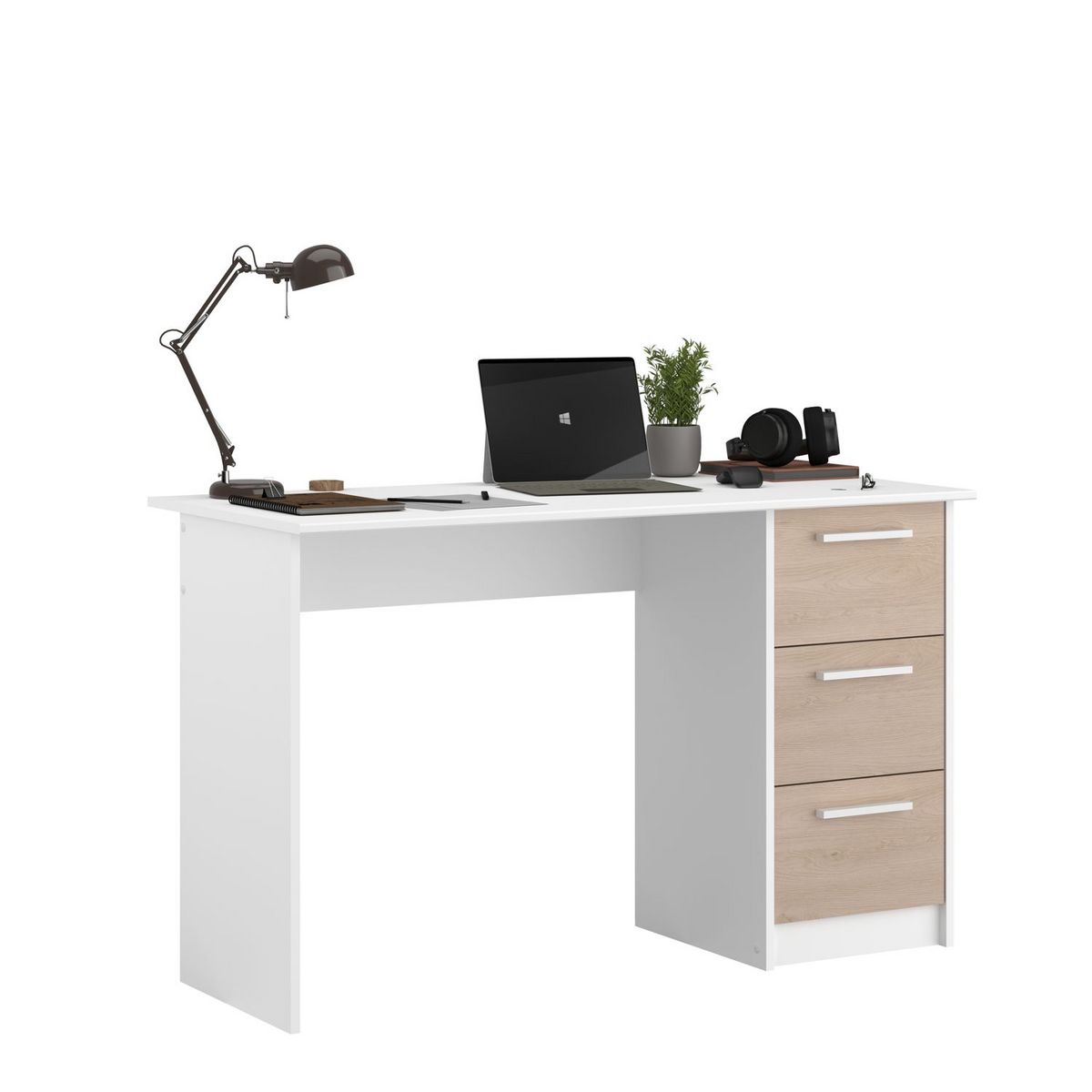 Bureau enfant droit 3 tiroirsL121 x H74 x P55cm STUDY
