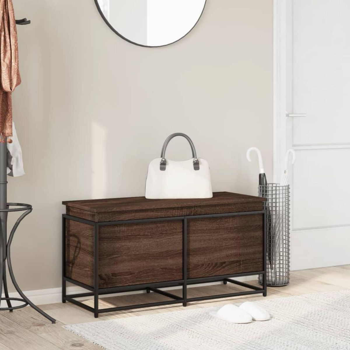 VIDAXL Boîte de rangement avec couvercle chene marron bois ingenierie