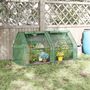 Voir la diapositive 2 : OUTSUNNY Mini serre de jardin serre à tomates double bâche 180L x 90l x 90H cm acier PE PVC 2 fenêtres avec zip enroulables vert