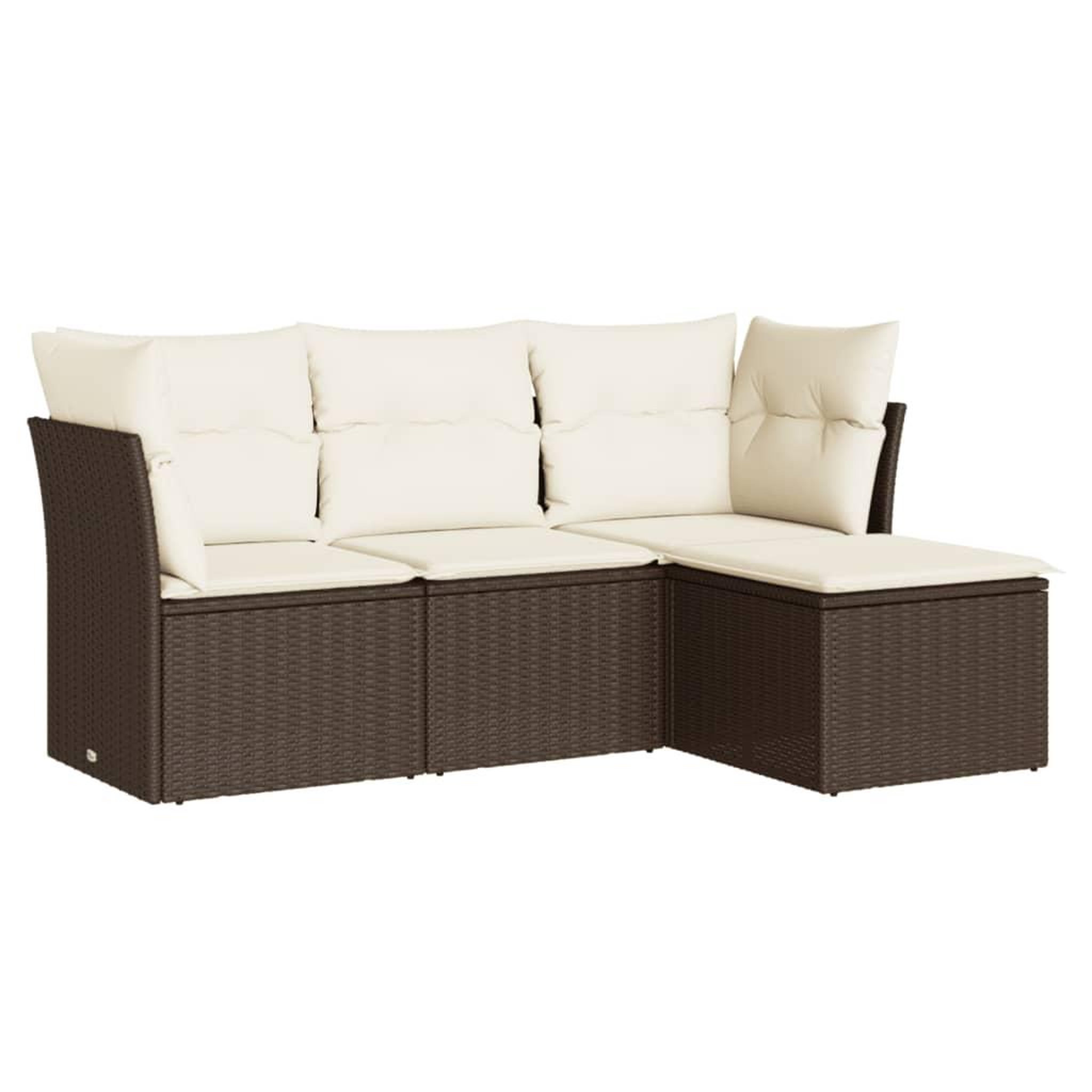 Voir la diapositive 2 : VIDAXL Salon de jardin 4 pcs avec coussins marron resine tressee