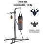 Voir la diapositive 5 : HOMCOM Portique sac de frappe plateforme station de boxe complète avec sac de frappe + poire de vitesse hauteur réglable 5 niveaux pompe à air fournie acier noir gris