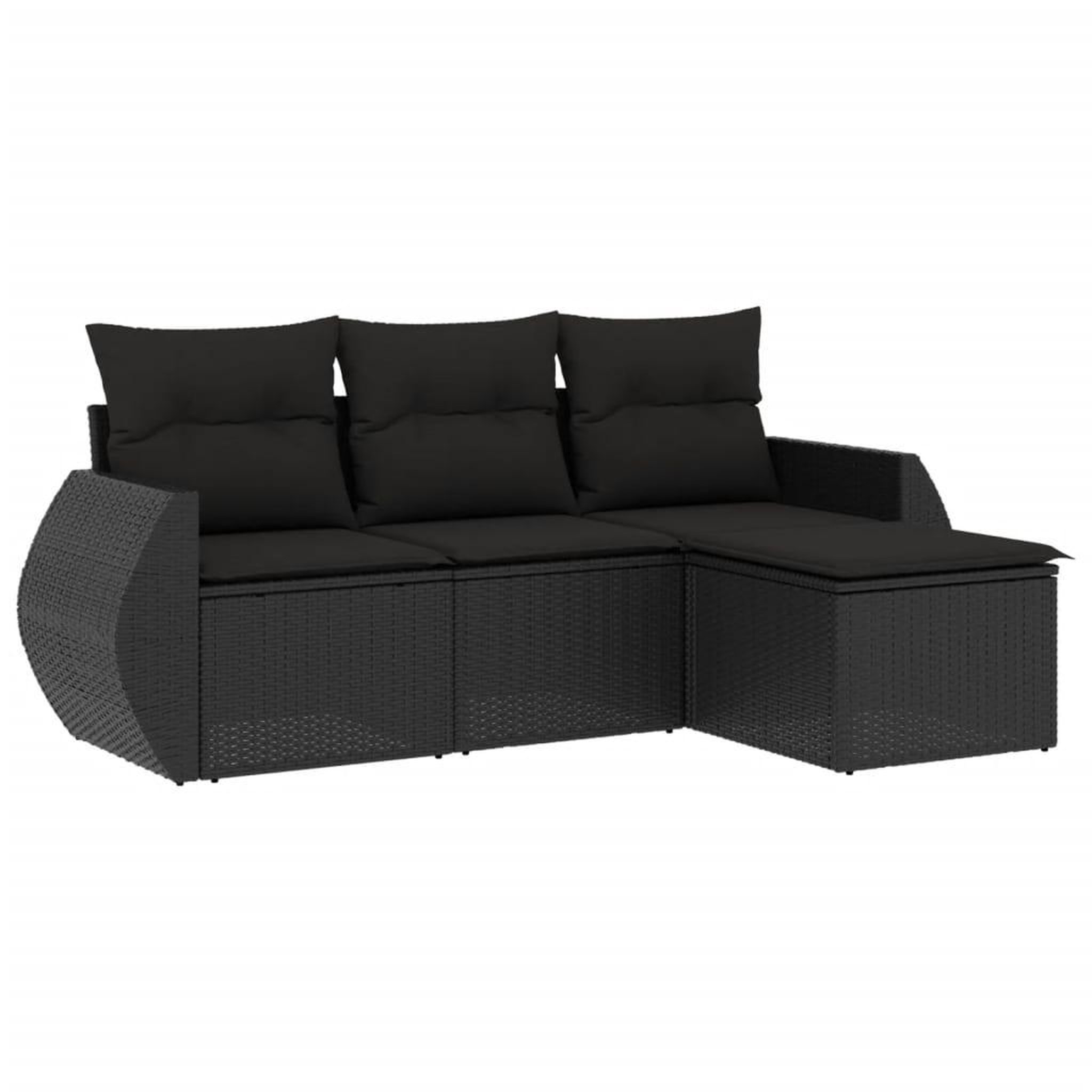 Voir la diapositive 2 : VIDAXL Salon de jardin 4 pcs avec coussins noir resine tressee