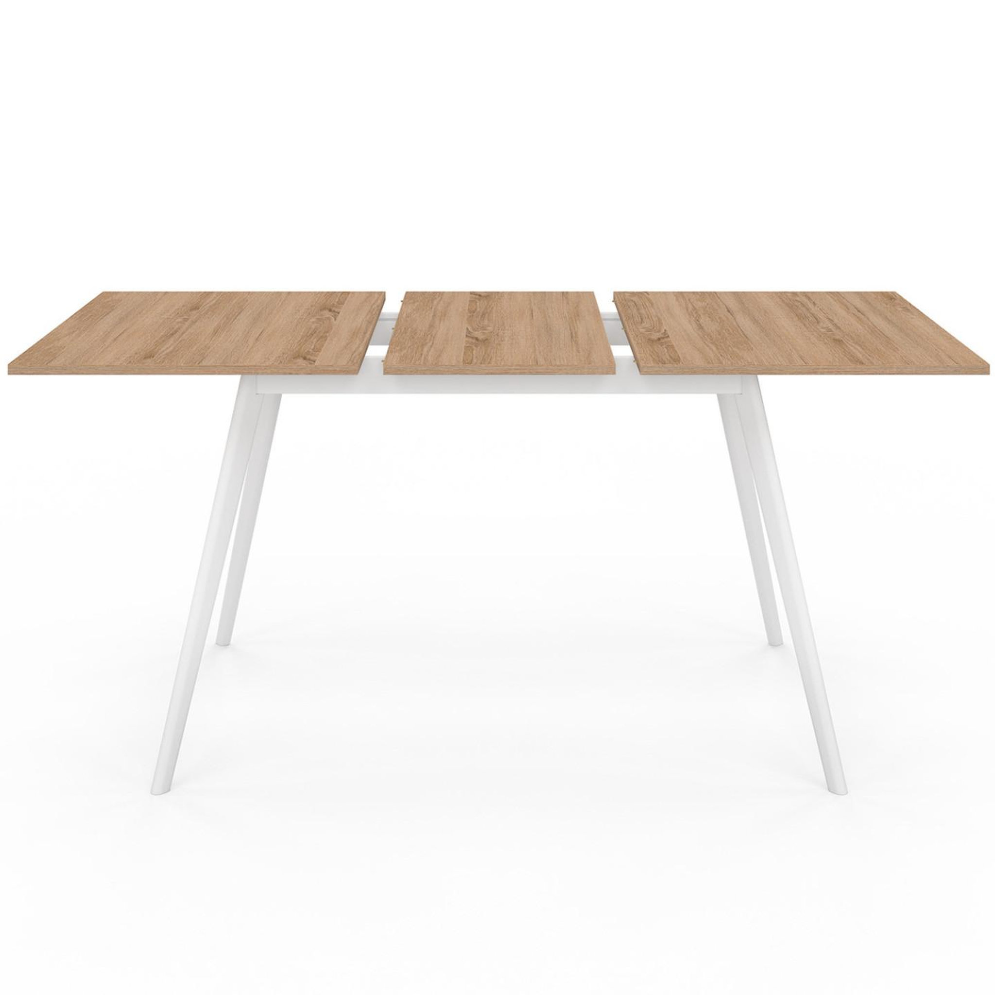 Voir la diapositive 3 : ID MARKET Table scandinave extensible rectangle inga 4-8 personnes plateau bois pieds blancs 110-150 cm