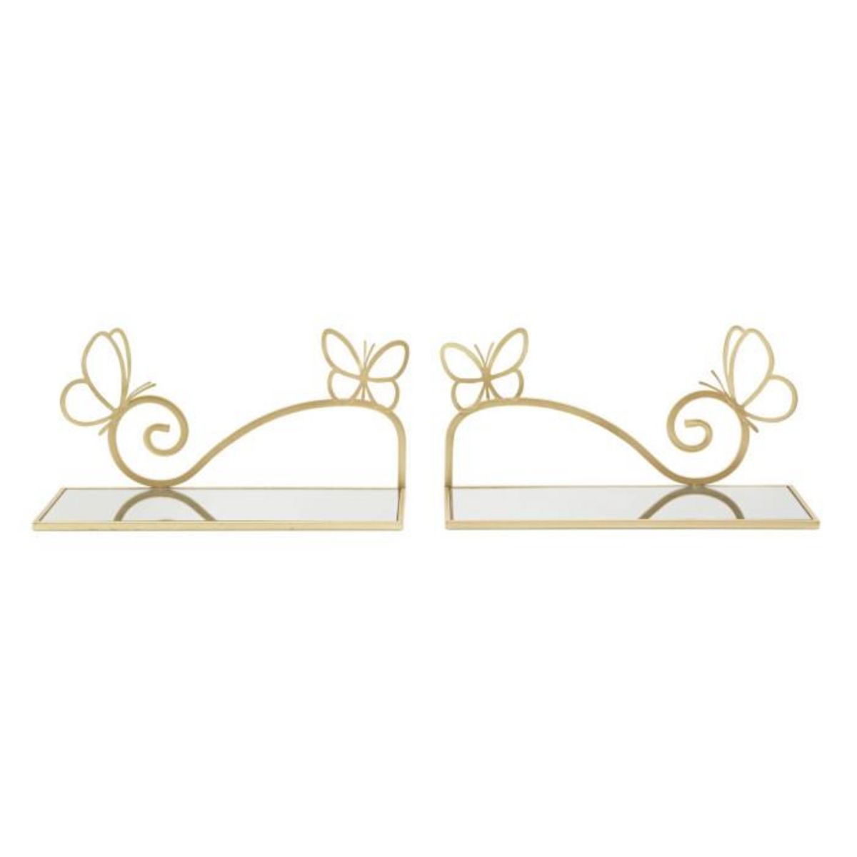 Paris Prix Lot de 2 Tables de Chevet Murales  Butterfly  41cm Or