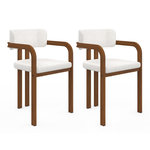 ID MARKET Lot de 2 chaises de salle à manger, fauteuils de table ESMA en métal effet noyer et tissu bouclette avec accoudoirs