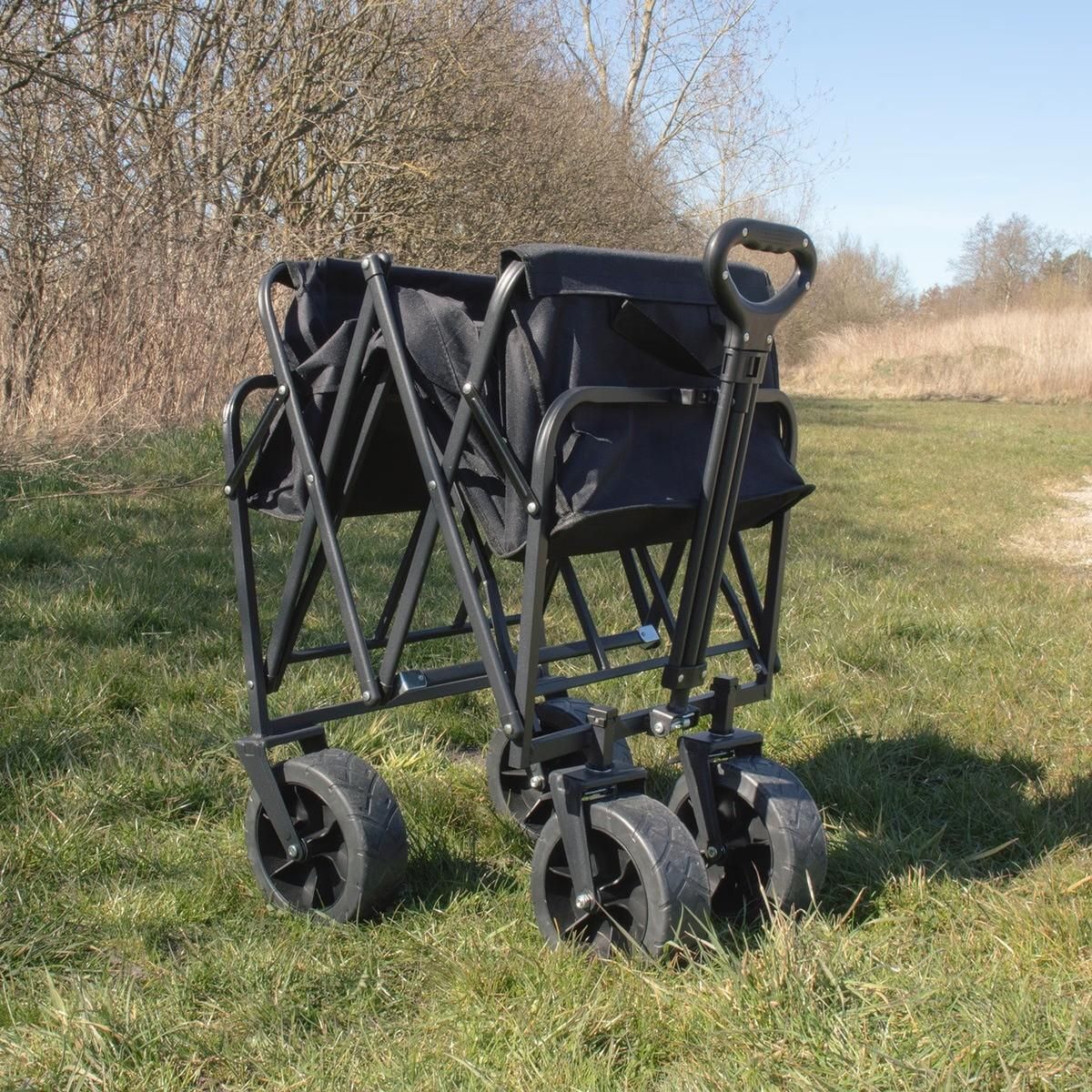 KZ GARDEN Chariot de transport pliable polyvalent 402L Tissu OXFORD Roues tout terrain 8  Charge 50Kg Chariot de Jardin Camping Plage