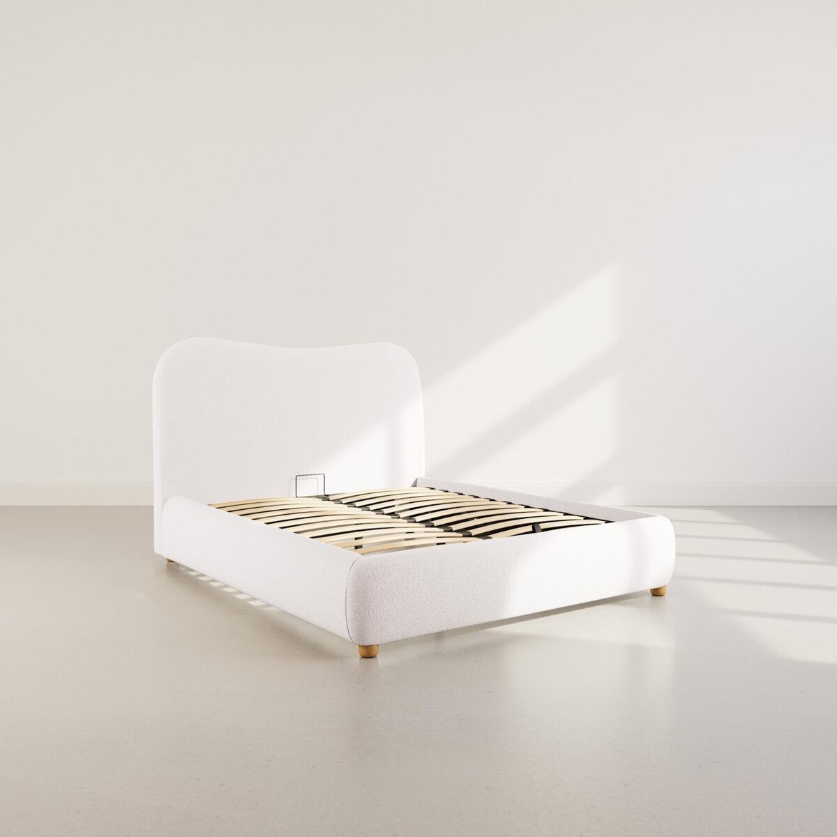 BEST MOBILIER Hugo - lit coffre - 160x200 cm - en tissu bouclette