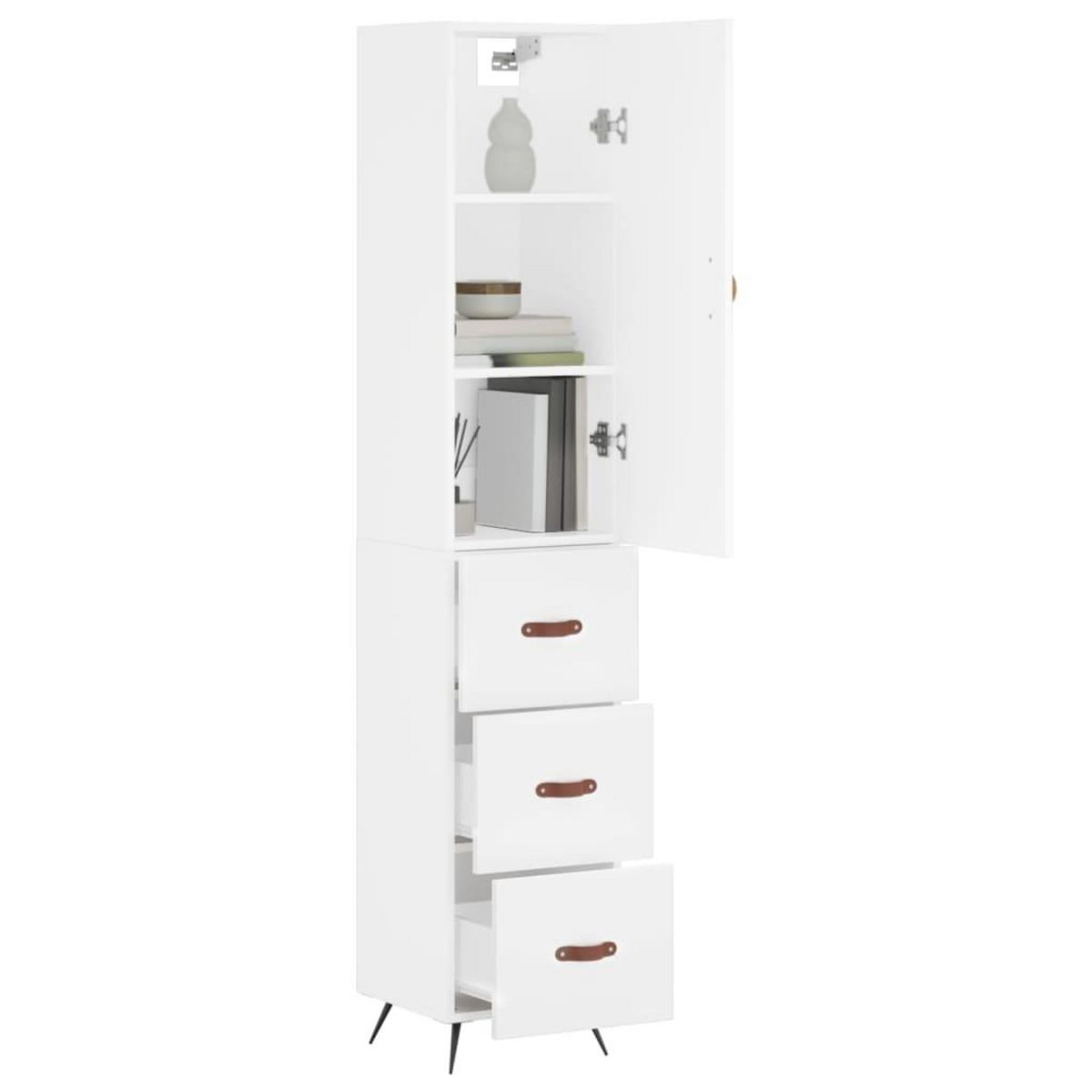 VIDAXL Buffet haut Blanc 34,5x34x180 cm Bois d'ingenierie