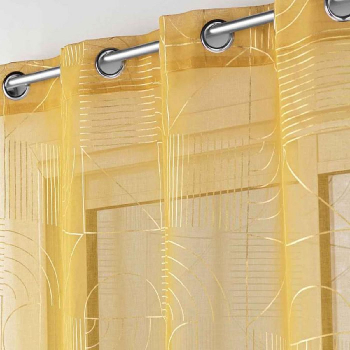 Paris Prix Rideau Voilage à Œillets  Lineor  140x280cm Jaune