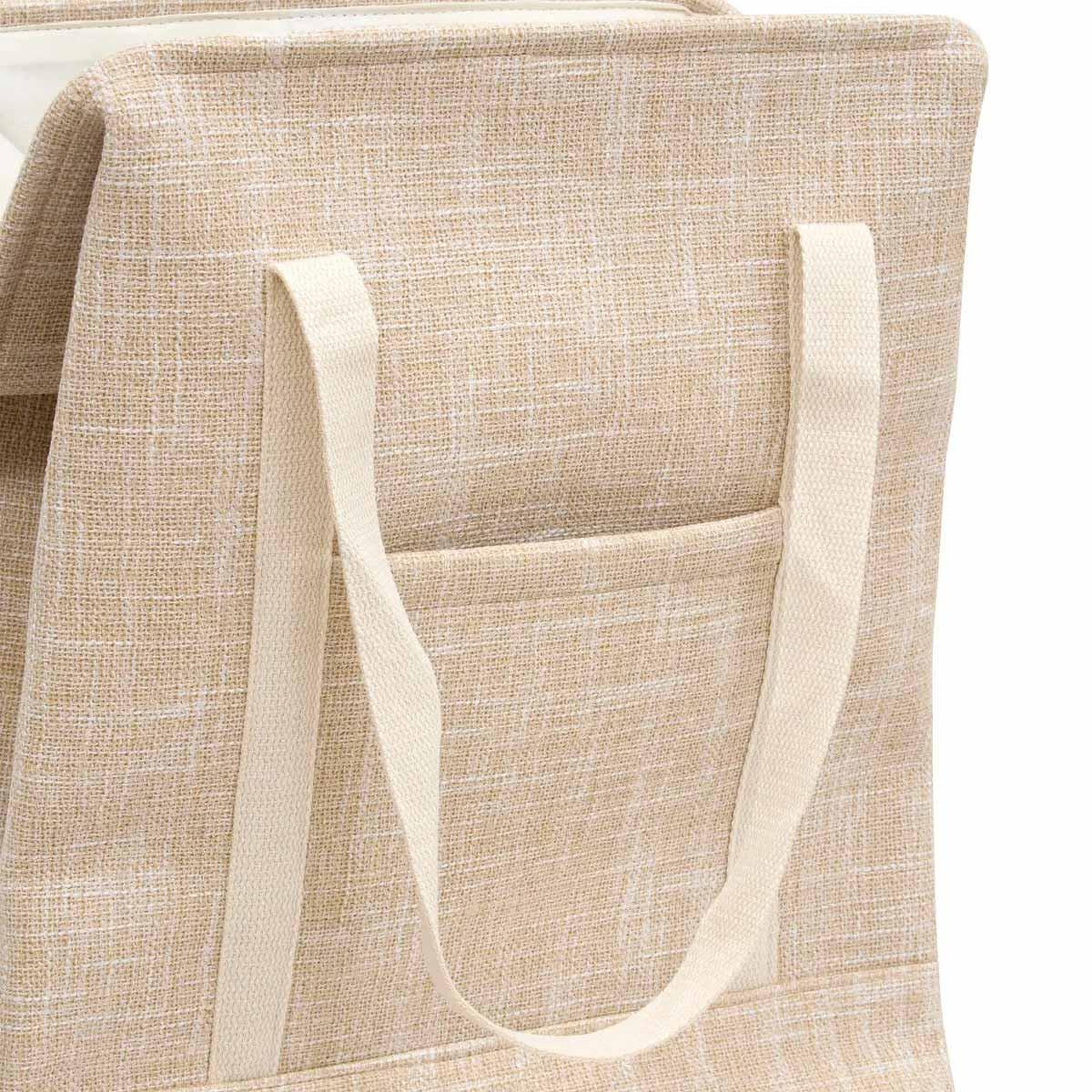 Voir la diapositive 3 : FIVE Panier à linge en tissu  bouton aimanté  70l beige