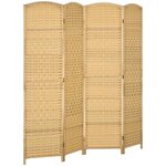 HOMCOM Paravent intérieur en bois 4 panneaux 180 x 180 cm séparateur de pièce pliable bois naturel