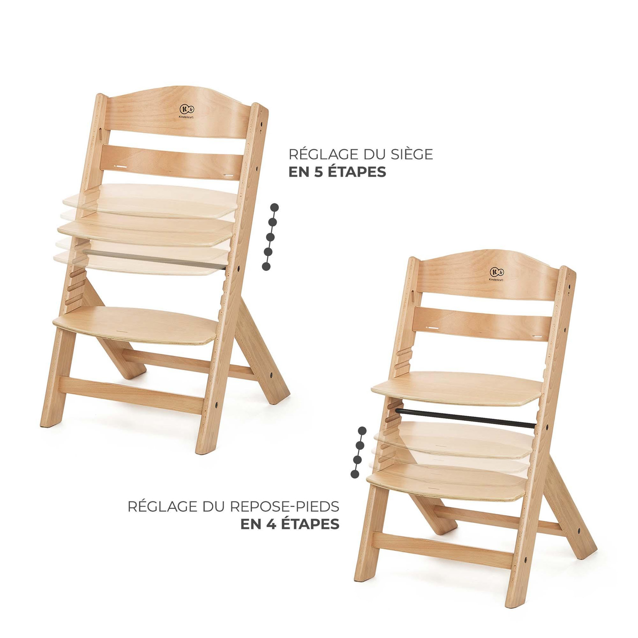 Voir la diapositive 5 : KINDERKRAFT Chaise haute bois 3 en 1 reglable avec harnais