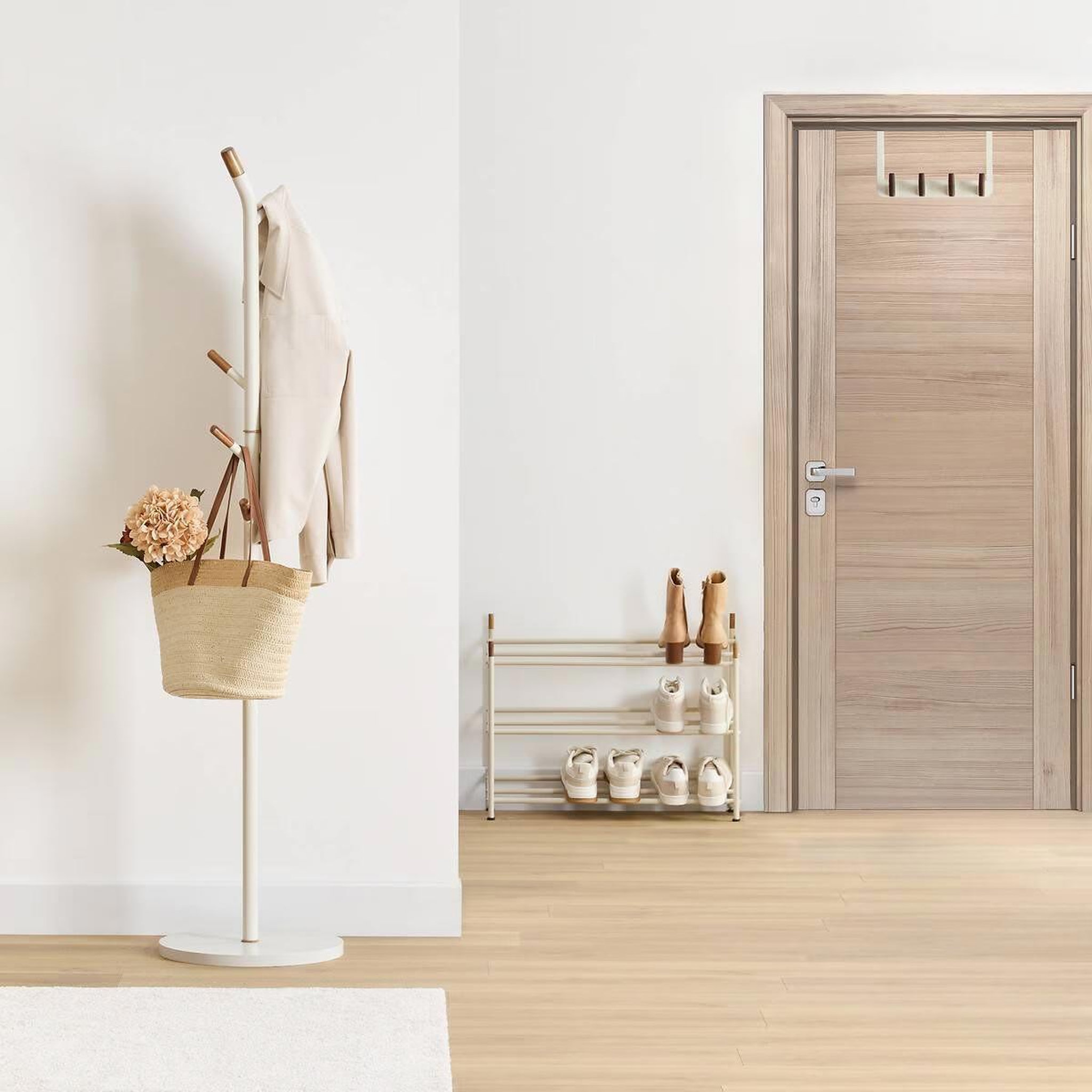 Voir la diapositive 2 : FIVE Porte-manteau 6 têtes  cassie  175cm beige