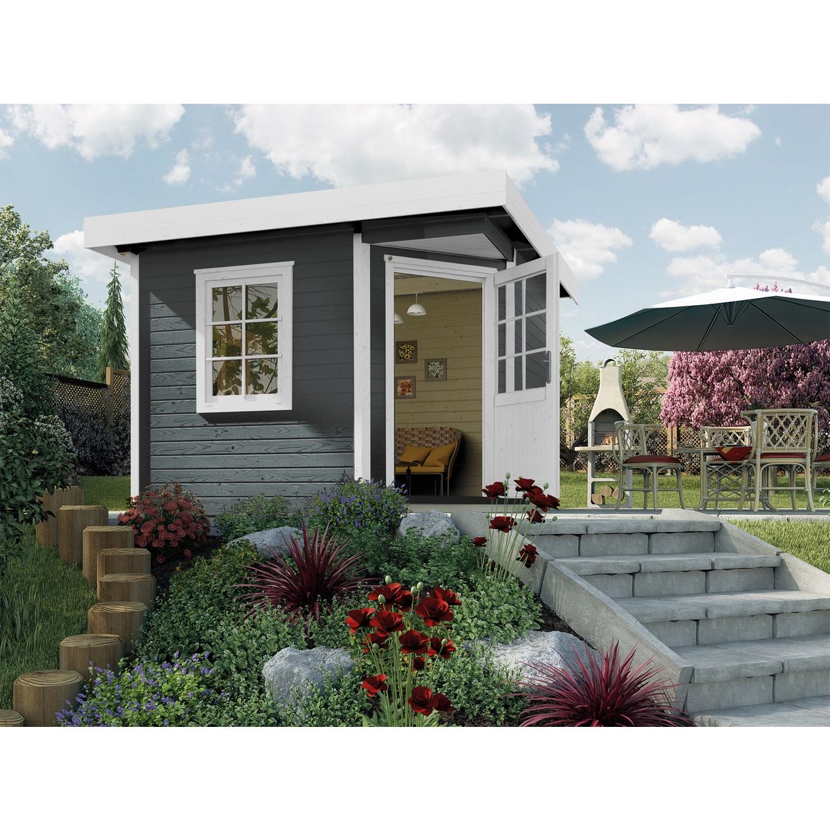 WEKA Abri de jardin bois 28mm 5,5 m² déjà peint en anthracite