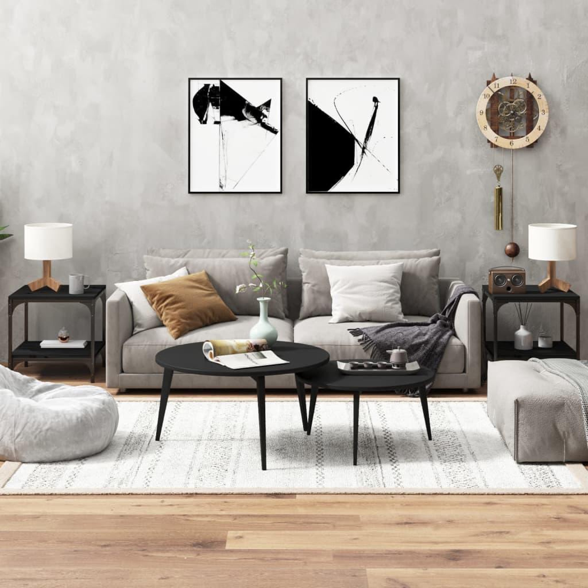 Voir la diapositive 1 : VIDAXL Tables d'appoint 2 pcs Noir 40x40x40 cm Bois d'ingenierie