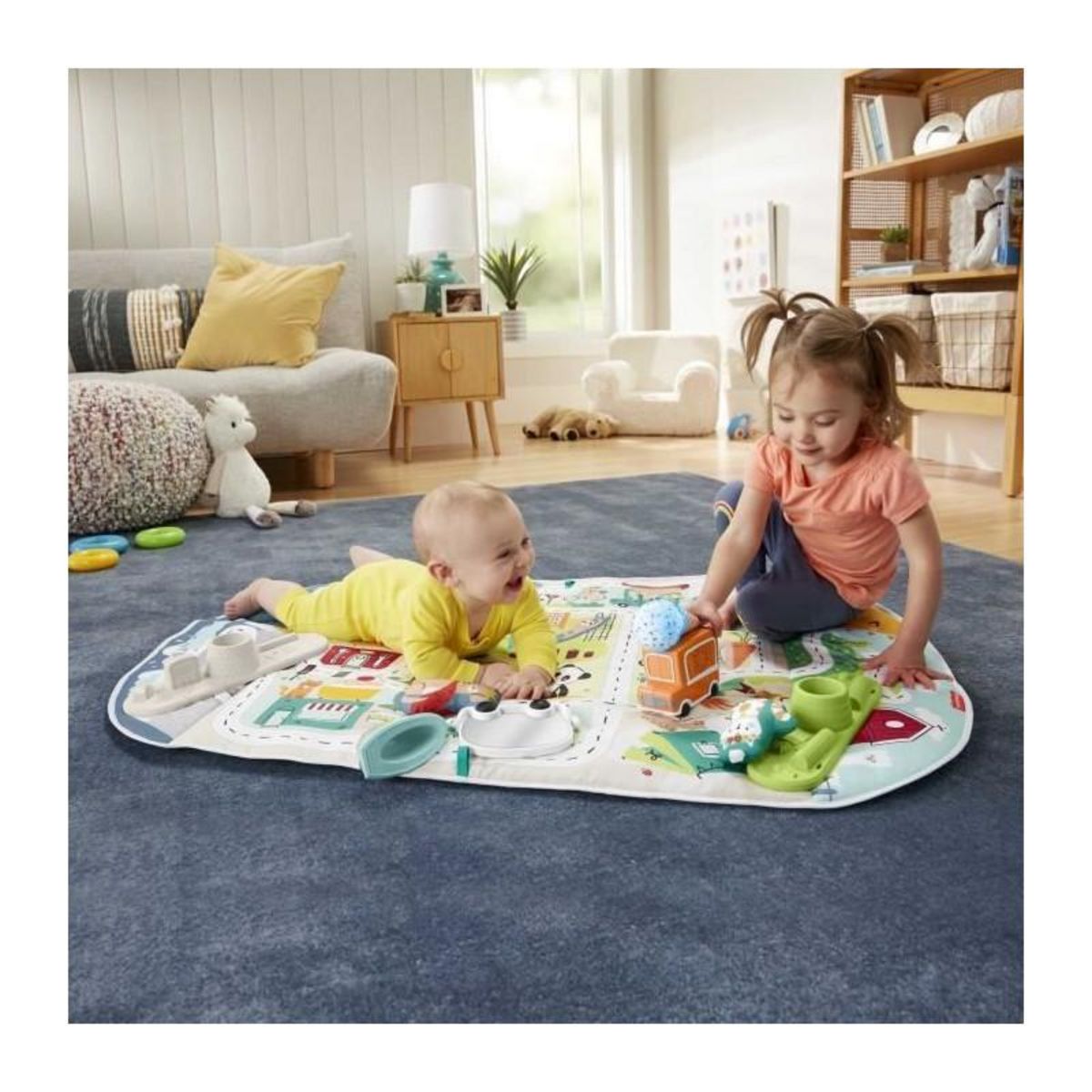 FISHER PRICE Fisher-Price Tapis d'éveil Évolutif Extra-large, Musique, Lumieres et Jouets Amovibles, des la Naissance, GRV42
