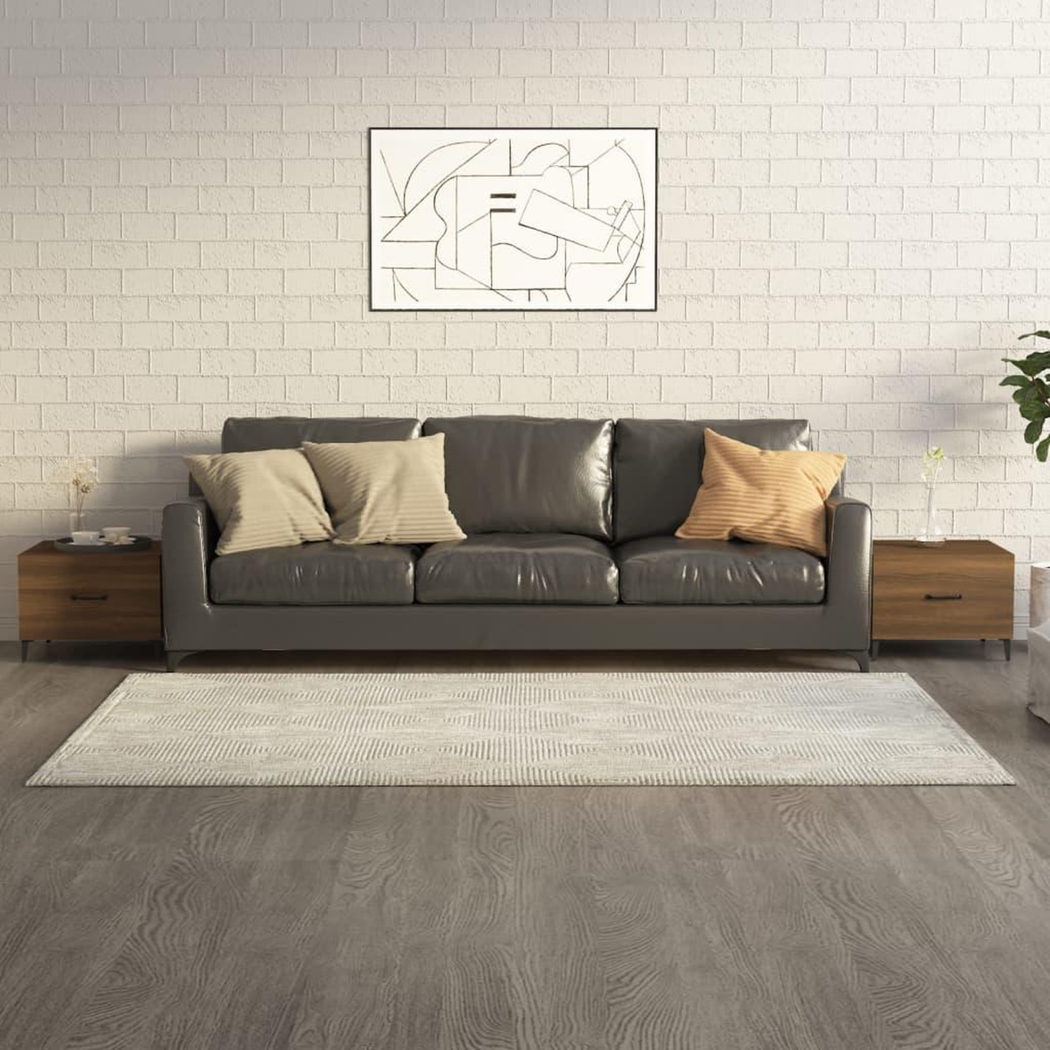 VIDAXL Tables basses avec pieds en metal 2 pcs Chene marron 50x50x40cm
