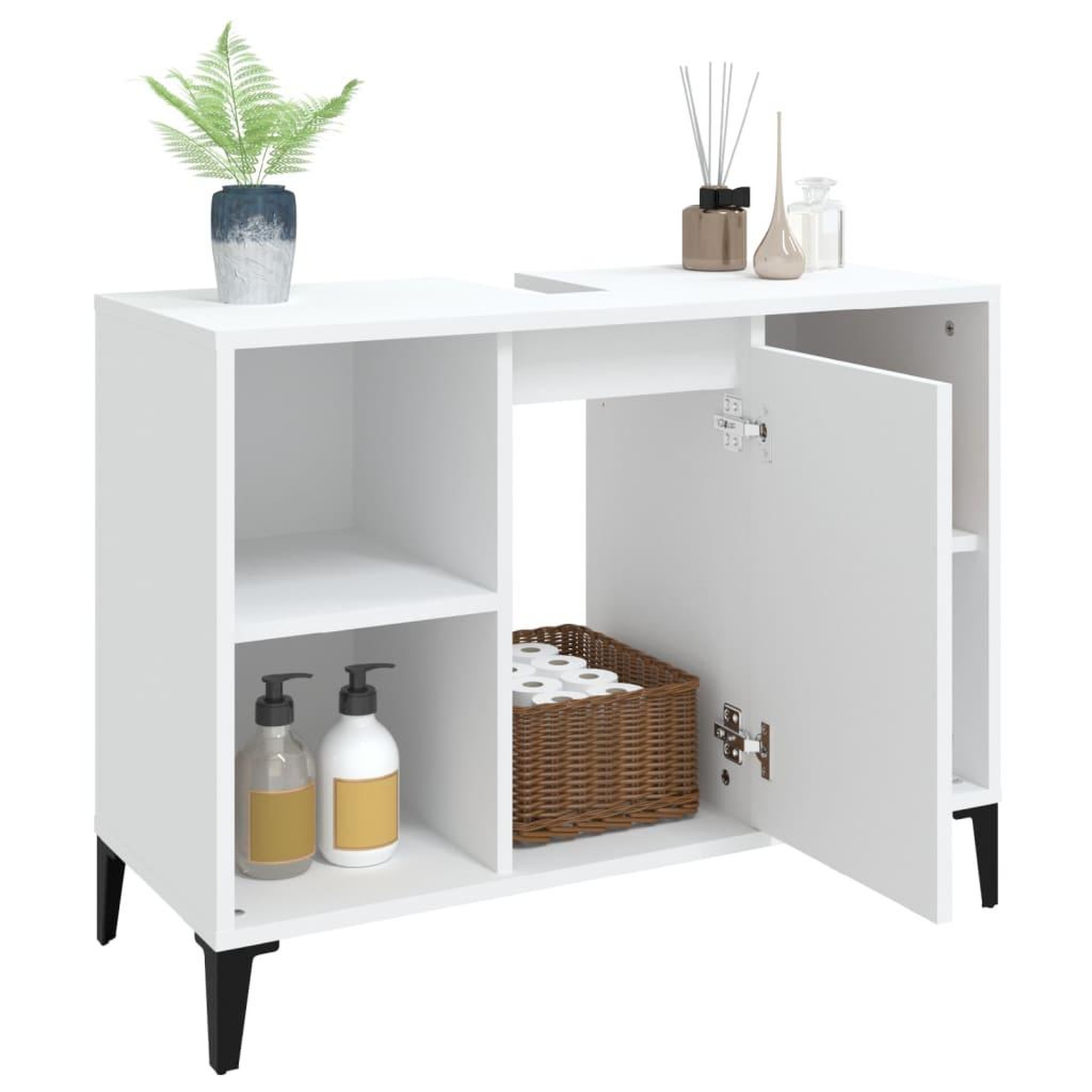 Voir la diapositive 5 : VIDAXL Meuble d'evier blanc 80x33x60 cm bois d'ingenierie