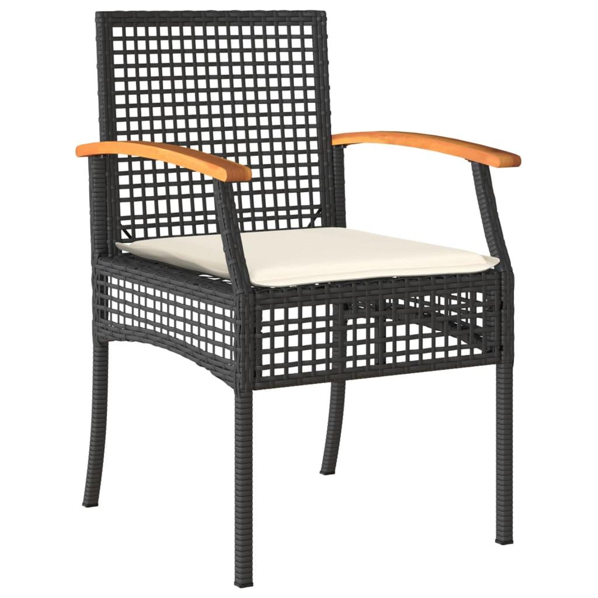 Voir la diapositive 3 : VIDAXL Ensemble a manger de jardin coussins 7pcs Noir Resine tressee