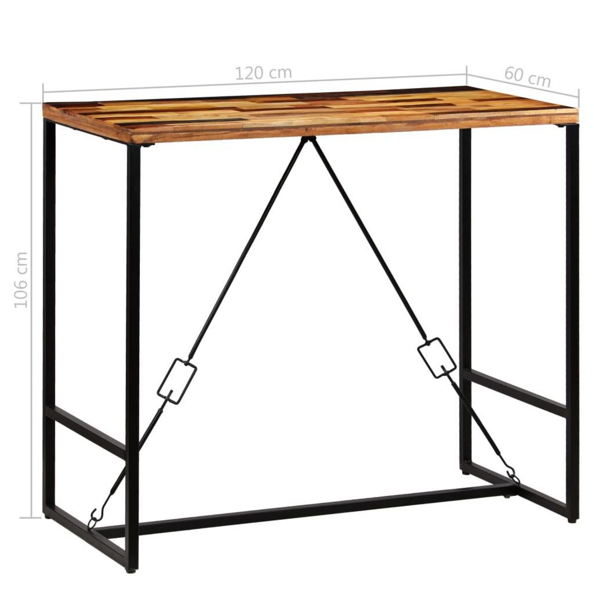 VIDAXL Ensemble de bar 5 pcs Bois massif recycle et cuir de chevre
