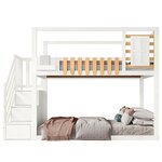 MERAX Lit superposé 90x200cm coloris blanc+naturel pin et mdf