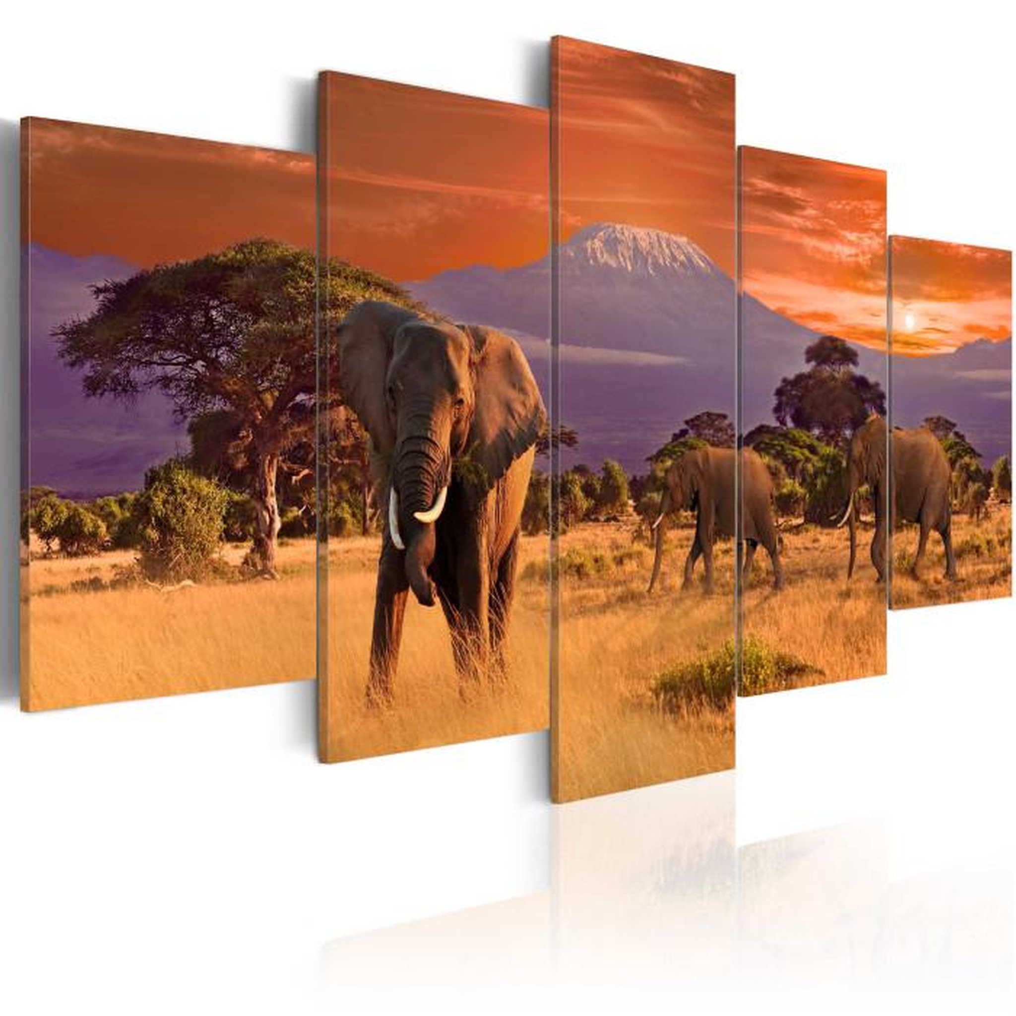 Paris Prix Tableau Imprimé  Afrique : éléphants. Coloris disponibles : Multicolore