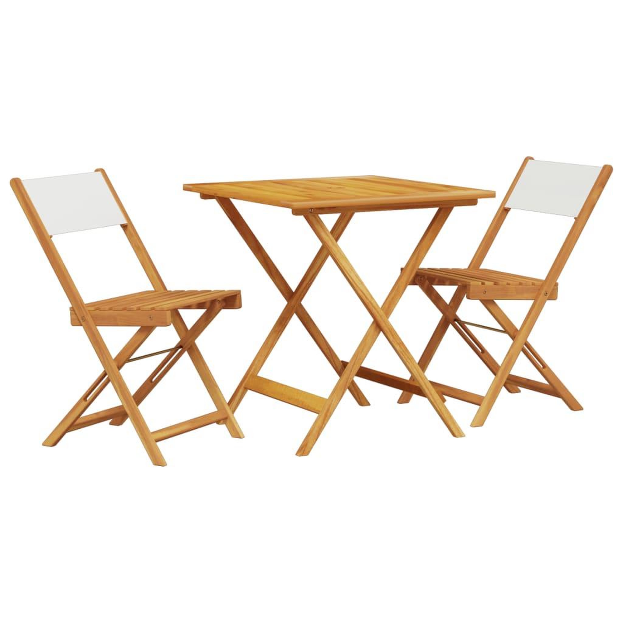 Voir la diapositive 2 : VIDAXL Ensemble de bistro 3 pcs blanc creme tissu et bois massif